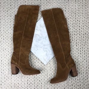 Dolce Vita Tan Chestnut Suede Over The Knee Boots